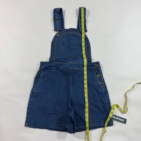 New ModCloth Bouncing Over The Rainbow Denim Shortalls - Picture 9 of 10